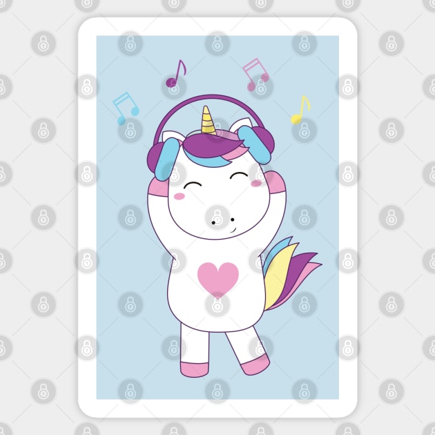 Beby unicorn and headphone Sticker by grafart